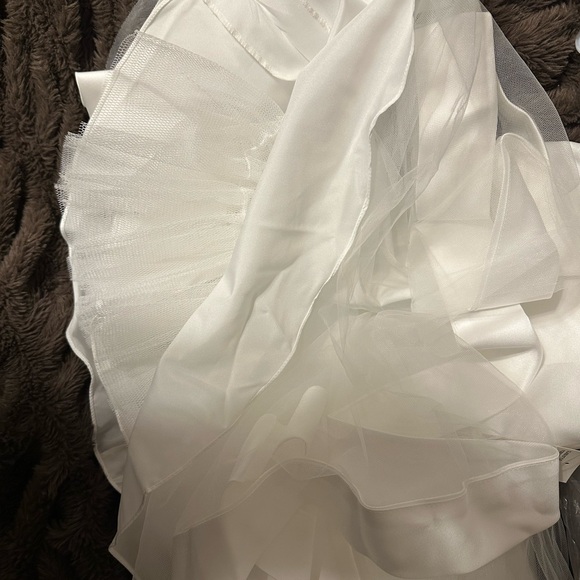 David's Bridal White Kids Dress with Ribbon Accents - Picture 4 of 5